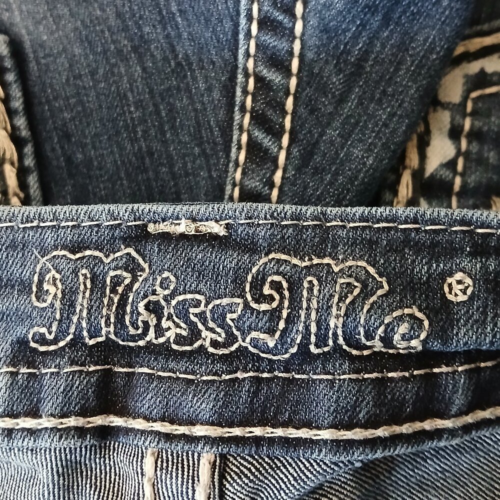 Miss Me Jeans 29 Signature Skinny Low Rise Embellished Blue Denim Stretch - Picture 9 of 12